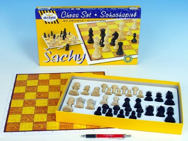 Šachy dřevo společenská hra v krabici 37x22x4cm