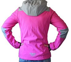Dívčí růžová sofshellová bunda s neodepínatelnou kapucí 110