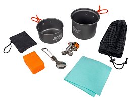 Acra C23 camping set nádobí včetně plynového vařiče pro 1-2 osoby